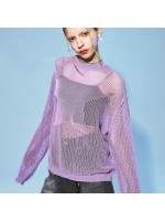 韓國PRENDA - STAR PUNCHING NET KNIT PURPLE